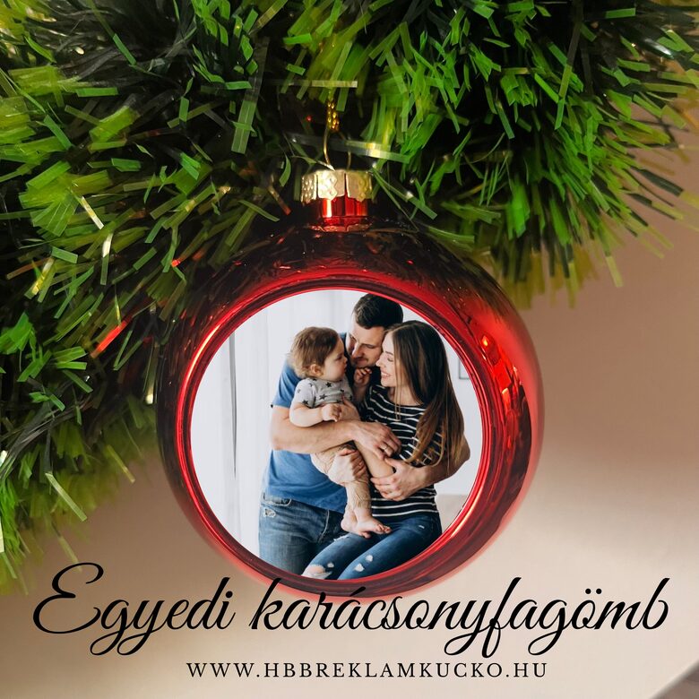 Egyedi karácsonyfagömb 8cm piros